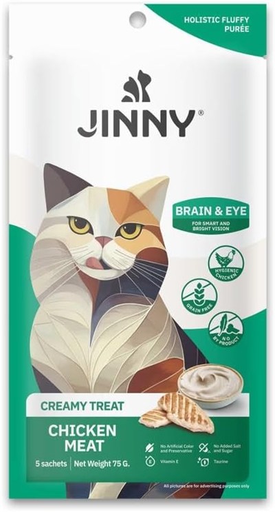 Jinny Creamy Treat Brain Eye Tavuk Etli Kedi Sıvı Ödülü 5X15GR