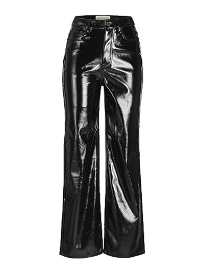 JJXX Jxkenya Hw Straight Faux Leat Pant Noos, Kadın, Siyah, XL