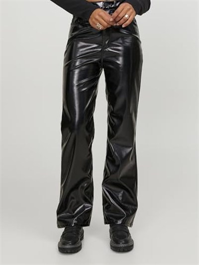 JJXX Jxkenya Hw Straight Faux Leat Pant Noos, Kadın, Siyah, XL