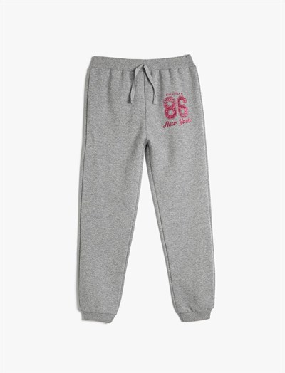 Jogger Eşofman Altı Beli Bağlamalı Sim Baskı Detaylı