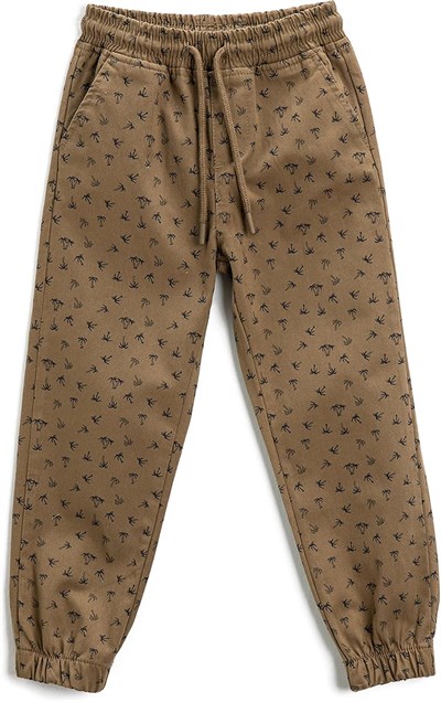Jogger Pantolon Beli Bağlamalı Cepli Palmiye Desenli
