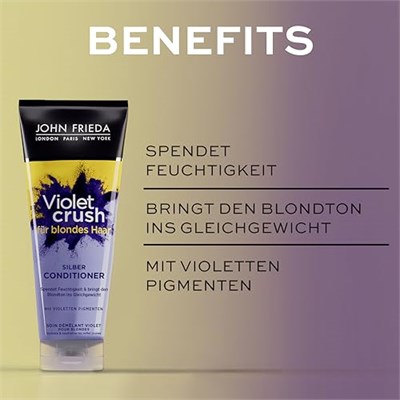 John Frieda Violet Crush Sarı Saçlara Özel Menekşe Özlü Mor Saç Bakım Kremi 250 ml - Seçenekler: 250 ml (Pack of 1), 250 ml (Pack of 1) (3 paketi)