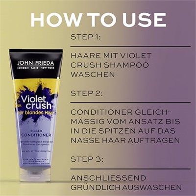 John Frieda Violet Crush Sarı Saçlara Özel Menekşe Özlü Mor Saç Bakım Kremi 250 ml - Seçenekler: 250 ml (Pack of 1), 250 ml (Pack of 1) (3 paketi)