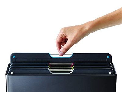 Joseph Joseph Folio Steel 4 adet kesme tahtası seti, renk kodlu kaymaz tahtalar, saklama çantalı - siyah