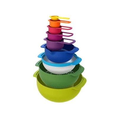 Joseph Joseph, Kitchenaid Joseph Joseph 40031 Nest 9 Plus Karıştırma Kaseleri, 32.5x26x15cm, Çok Renkli