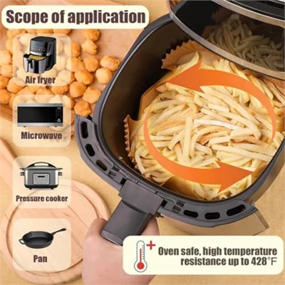 Jouis Airfryer Pişirme Kağıdı, Fritöz Yağlı Kağıdı, Yanmaz Kağıt 50 Adet (Kare) Bowl 1.Sınıf