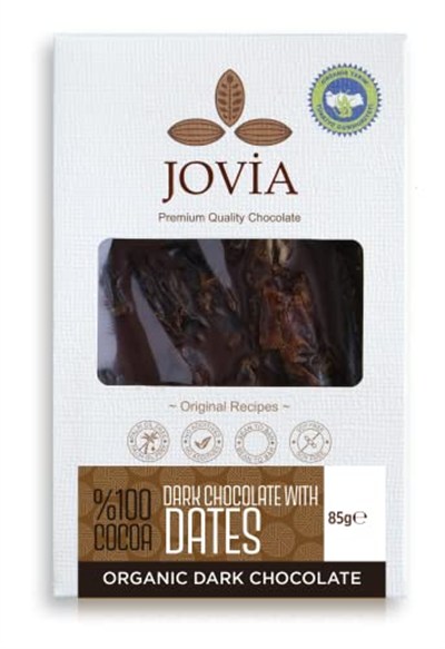 JOVİA Organik Çikolata-%100 Bitter Hurmalı 85 gr