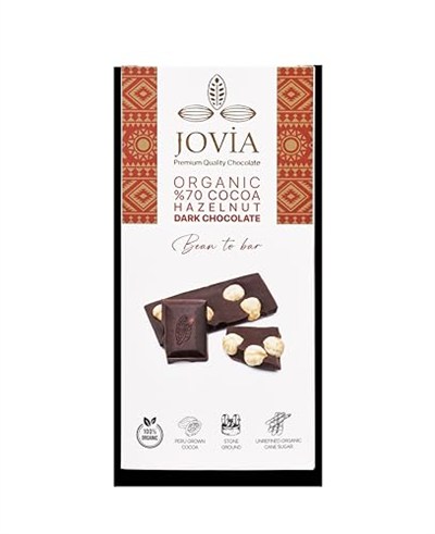jovia premium quality chocolate ÇİKOLATA Organik Çikolata-%70 Bitter Fındıklı 85 gr