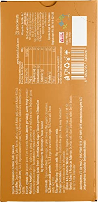 jovia premium quality chocolate Organik Sütlü Çikolata-karamel&deniz Tuzlu 3lü Avantaj