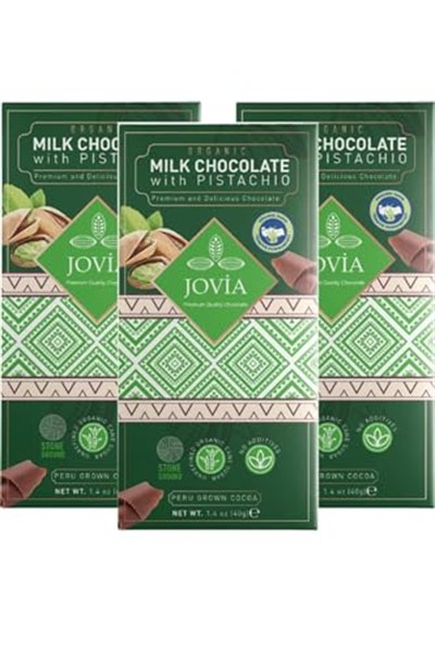 jovia premium quality chocolate Organik Sütlü Çikolata-antep Fıstıklı 3lü Avantaj Paket
