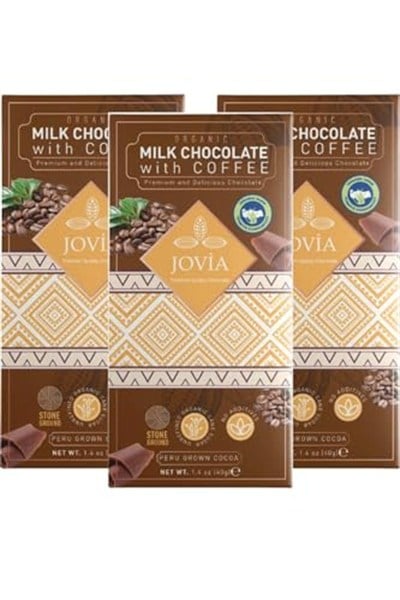 jovia premium quality chocolate Organik Sütlü Çikolata-kahveli 3lü Avantaj Paket