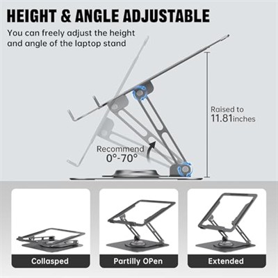 JOYEKY Masa için Dizüstü Bilgisayar Standı, 360° Dönebilen Tabanlı Ayarlanabilir Bilgisayar Standı, İşbirliğine Dayalı Çalışma için Ergonomik Dizüstü Bilgisayar Yükselticisi, Katlanabilir ve
