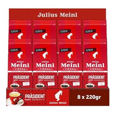 Julius Meinl President Blend Öğütülmüş Filtre Kahve, 220 Gram x 8 Adet