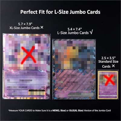Jumbo Kart Kılıfları Boyut L -5.4 x 7.4, Jumbo Kartlar için 100 Mikron Exacr Fit Kollar L (100 Paket)
