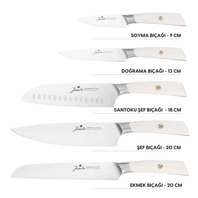 Jumbo Katana Standlı 6 Parça Alman Çeliği Beyaz Bıçak Seti