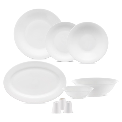 Jumbo Merlem 55 Parça 12 Kişilik Yemek Takımı Beyaz