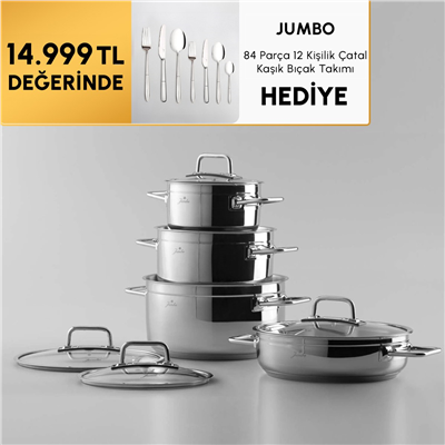 Jumbo Modena 8 Parça İndüksiyon Tabanlı Tencere Seti