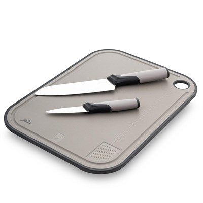 Jumbo Smart Grey Kesme Tahtası ve 2li Bıçak Seti