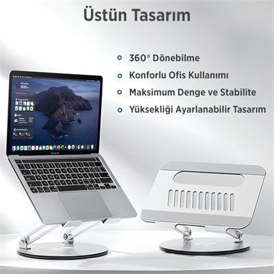Juo 360° Dönebilen Yükseklik Ayarlı Metal Notebook Laptop Standı