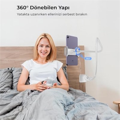 Juo 90 CM Akrobat Esnek Tablet ve Telefon Tutucu Stand Beyaz