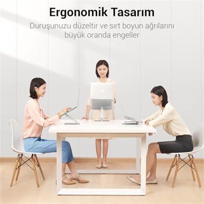 Juo Alüminyum Notebook Standı Yükseklik ve Eğim Ayarlı Ergonomik Metal Laptop Standı 11-17 inch arası notebook dizüstü bilgisayar standı, ayarlanabilir