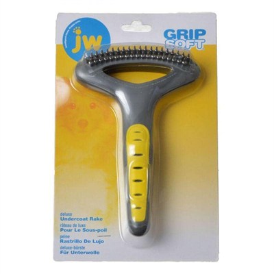 JW Pet Company GripSoft Çift Sıralı Astar Tırmık Köpek Fırçası, Siyah, Sarı, 1