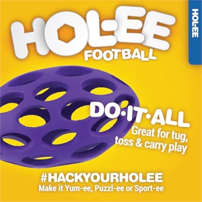 JW Pet Hol-ee Futbol Köpek Oyuncak Bulmaca Topu, Doğal Kauçuk, Orta Boy (15 cm Uzunluk), Renkler Değişebilir - Seçenekler: Medium, L, Mini