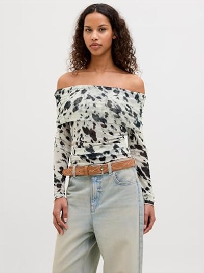 JXMINNA MESH LS OFF SHOULDER TOP WVN