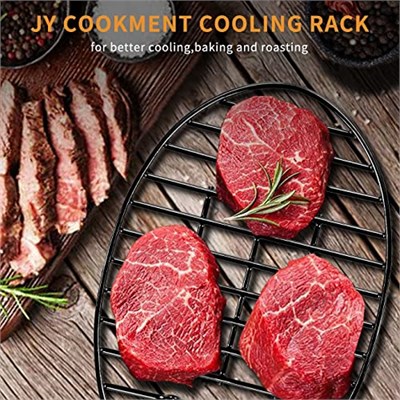 JY COOKMENT Entegre ayaklı kızartma rafı, soğutma kurutucu, emaye kaplamalı mutfak rafı, PTFE içermez, pişirme, kavurma, kurutma, ızgara, bulaşık makinesinde yıkanabilir (25,4 cm x 16,5 cm)