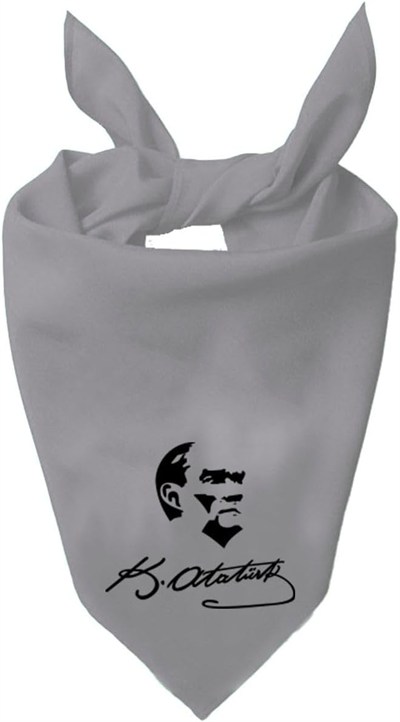 K.Atatürk Imzası Ve Atatürk Silüet Tasarım Tek Renk Fular