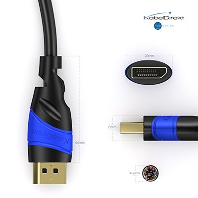 KabelDirekt – 8K DisplayPort Kablo – 2.9m – DP Kablosu, Almanya’da geliştirilmiştir – 0,5-10m arasında mevcuttur (PC/Laptop için Display Port Monitör Kablosu, 8K/4K@60Hz, 144Hz, Dolby Audio, siyah)
