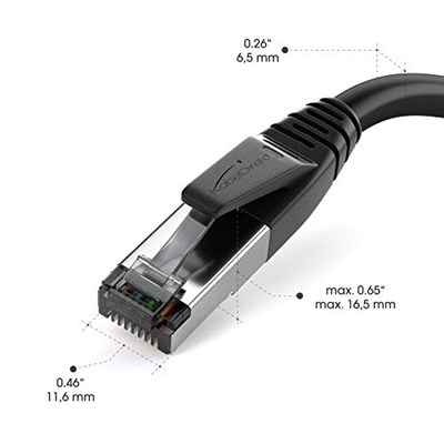 KabelDirekt – Cat 8 ağ kablosu, 40 Gigabit, esnek ve kırılmaz yapı – 10m (LAN kablosu/Ethernet kablosu, maksimum fiber hızı iletir ve oyun/PS5/Xbox için uygundur, RJ45 fiş)