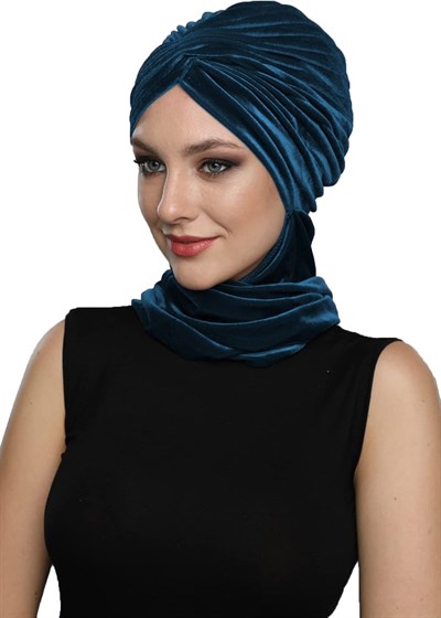 KADİFE ÇAPRAZ ATKILI HAZIR TÜRBAN TESETTÜR BONE