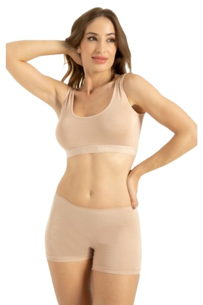 Kadın 2 Li Paket Ten Rengi Bambu Boxer Külot (Ten/S)