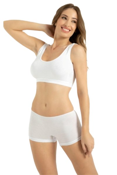 Kadın Beyaz 2li Paket Bambu Boxer Külot