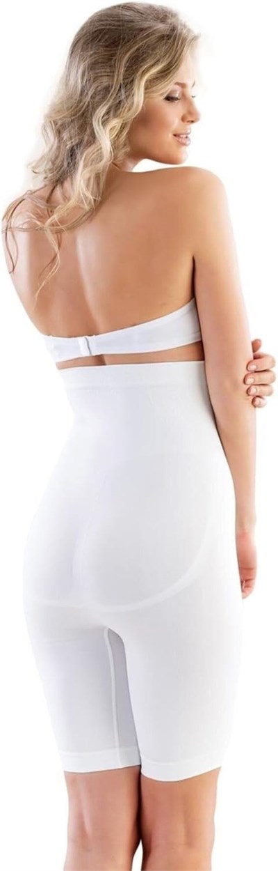 Kadın Beyaz Hamile Lohusa Yüksek Bel Uzun Paçalı Toparlayıcı Boxer Korse, L, TYC00241849784-869SL00019259
