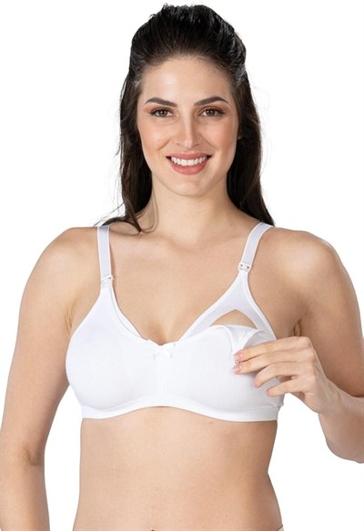 Kadın Beyaz Modal Cotton Emzirme Sütyeni