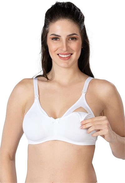 Kadın Beyaz Modal Cotton Emzirme Sütyeni, 90B, HW1421MI-869SC0318231