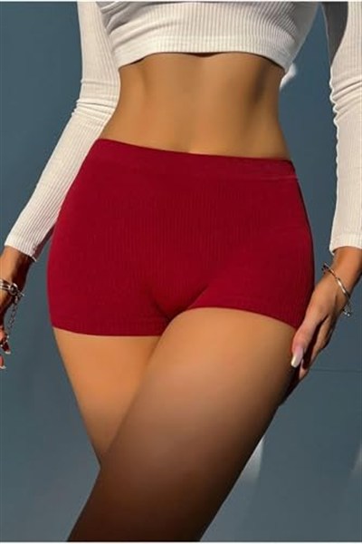 Kadın Bordo Kaşkorse Kumaş Boxer Şort
