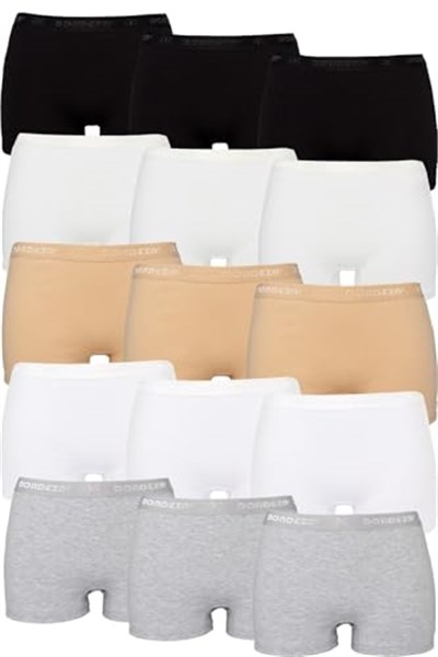 Kadın Boxer, 15li Paket, Karışık Renk, XL Beden