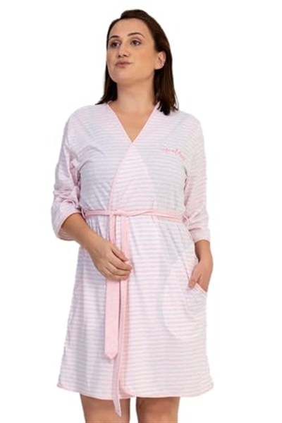 Kadın Büyük Beden Kapri Kol Rosebloom Sabahlık C3T2N1601