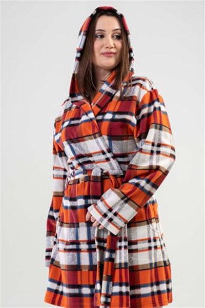 Kadın Büyük Beden Kısa Brown Polar Sabahlık 201005-8758