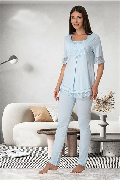 Kadın Ekru Hamile Lohusa Pijama Takımı (Ekru / 2XL)