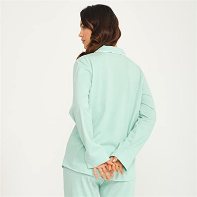 Kadın Gömlek Pantolon Pijama Takımı, %100 Pamuk, Yumuşak ve Rahat, Şık ve Fonksiyonel, Penye, Düğmeli, Kadın Pijama Seti
