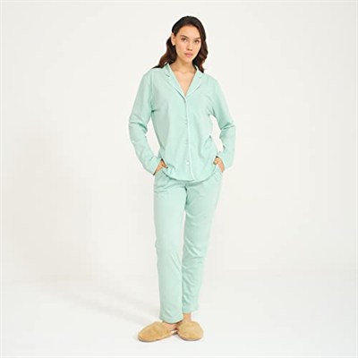 Kadın Gömlek Pantolon Pijama Takımı, %100 Pamuk, Yumuşak ve Rahat, Şık ve Fonksiyonel, Penye, Düğmeli, Kadın Pijama Seti