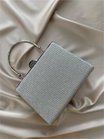 Kadın Gümüş Simli Abiye, Clutch Gece Çantası