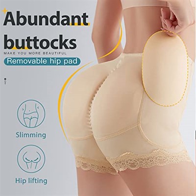 Kadın kaldırıcı bel eğitmen Shapewear külot 4 çıkarılabilir pedleri dantel vücut şekillendirici elastik bel şekillendirici külot kalça arttırıcı karın kontrolü daha büyük sahte