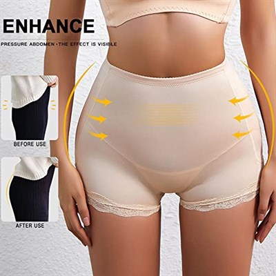 Kadın kaldırıcı bel eğitmen Shapewear külot 4 çıkarılabilir pedleri dantel vücut şekillendirici elastik bel şekillendirici külot kalça arttırıcı karın kontrolü daha büyük sahte