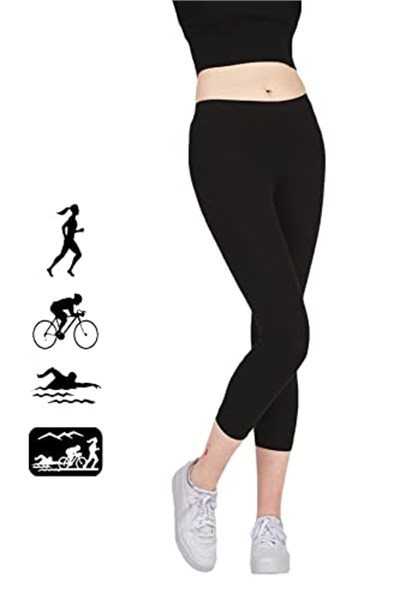 KADIN KAPRİ BOY SİYAH TOPARLAYICI SLİM FİT ORTA YÜKSEK BEL SPORCU TAYT - 4041-1