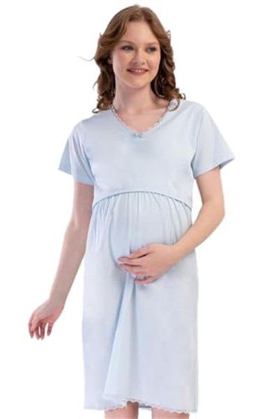Kadın Kısa Kol Lohusa Mavi Tunik C5T9N1O904 - Bedenler: S, M, L, XL